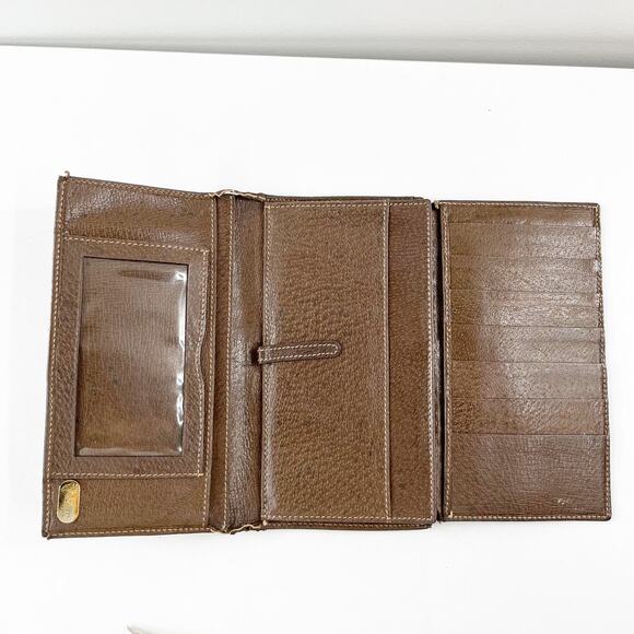 Gucci Vintage GG Supreme Web Long Trifold Wallet French Purse Brown - Picture 6 of 14